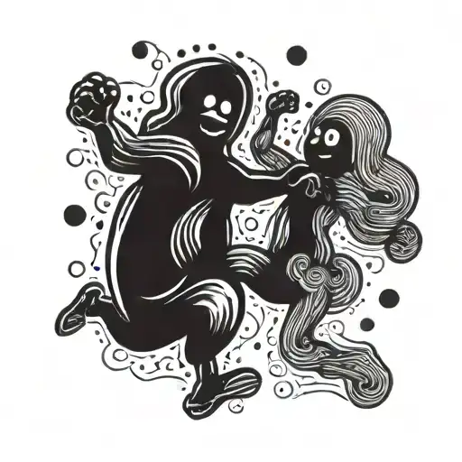jelly bean and peanut shell dancing together tattoo design idea