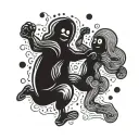 jelly bean and peanut shell dancing together tattoo design idea
