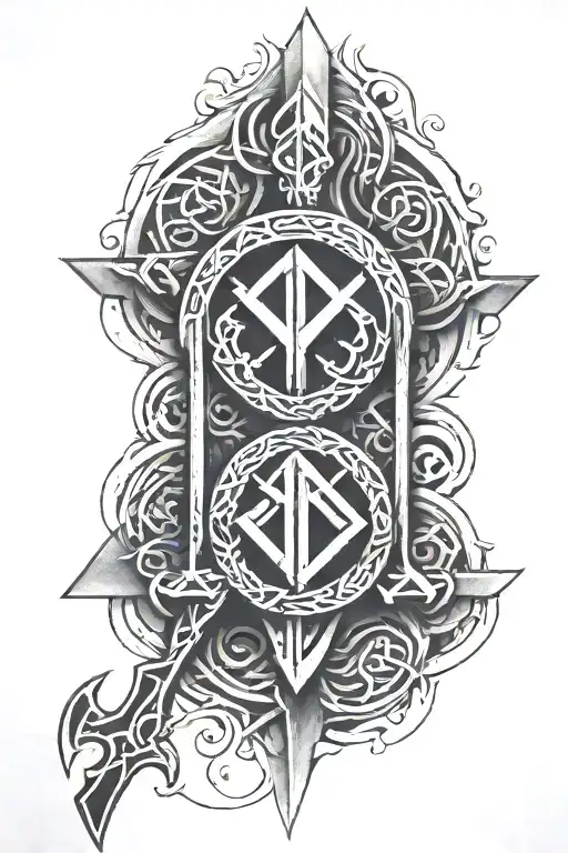 Goth Viking runes tattoo design idea