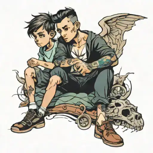 a boy who has overcome his toxic father tattoo design idea