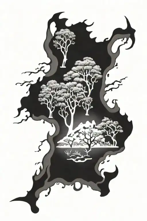 australia outback  fire tattoo design idea