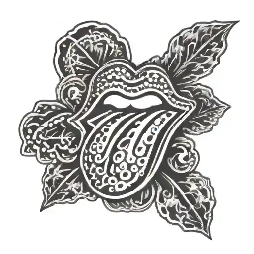 rolling stones logo in blackwork traditional style, no colour, no background tattoo design idea