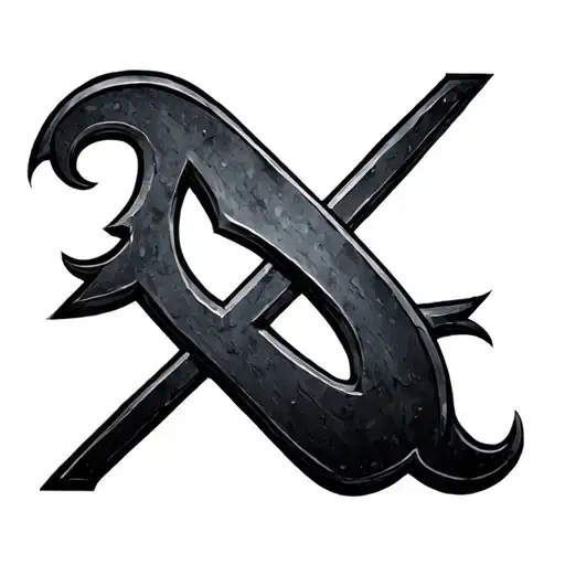 theatre symbol merging with apostrophe made of metal tattoo design idea