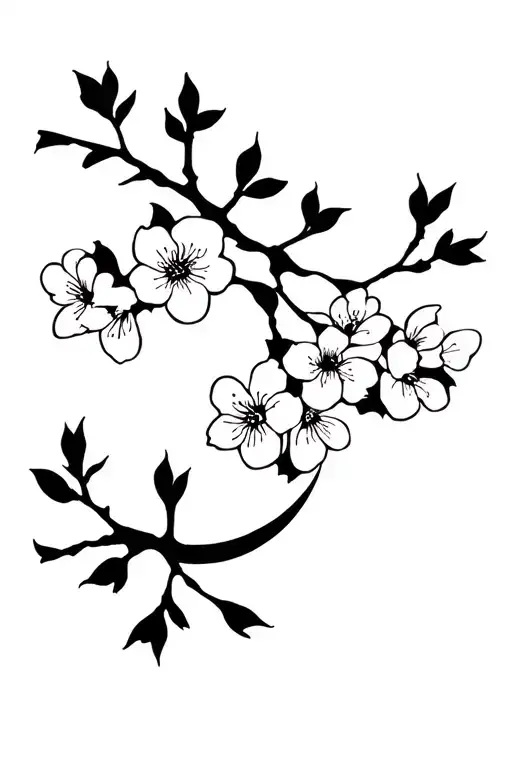 Moon cherry blossom tattoo design idea