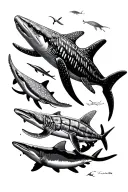 whale sharks, hammerheads, Eagle rays, turtles  tattoo design idea