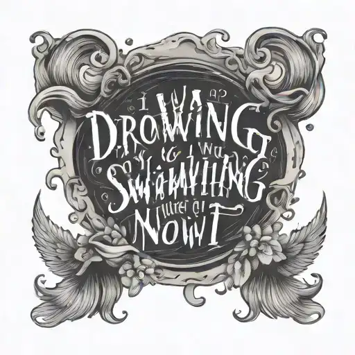 Quote "I was drowning" then "Now I'm swimming underneath it, using the font from the Mac Miller Swimming album tattoo design idea