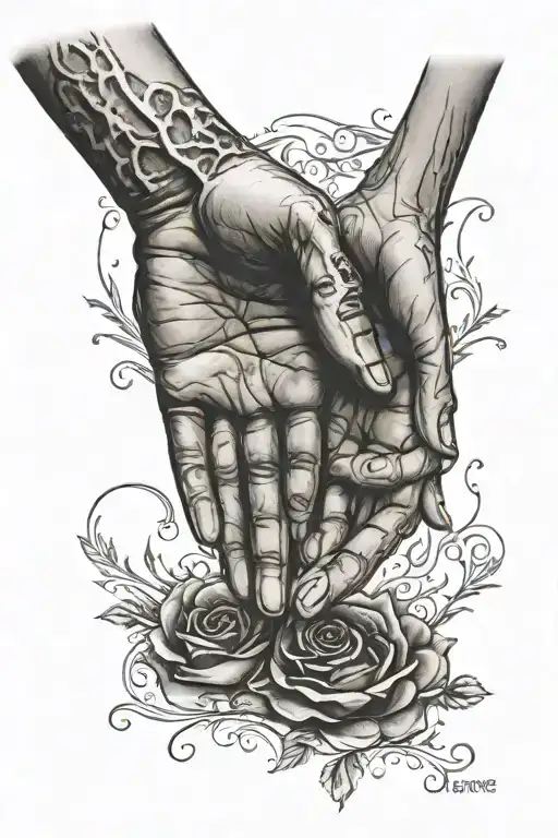 Child and Dad holding hands love you more than tattoo design idea