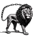lions full body with chain around its neck needs to be realistic tattoo design idea