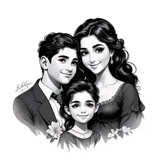 Family 1 Nino 1 Nina Dad and Mama tattoo design idea