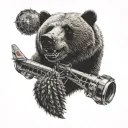 cactus, aviation, bear growling tattoo design idea