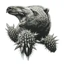cactus, aviation, bear growling tattoo design idea