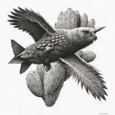 cactus, aviation, bear growling tattoo design idea