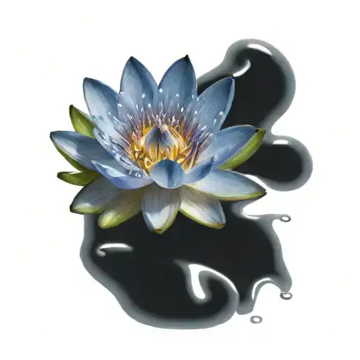 blue water lily and cancer zodiac sign tattoo design idea