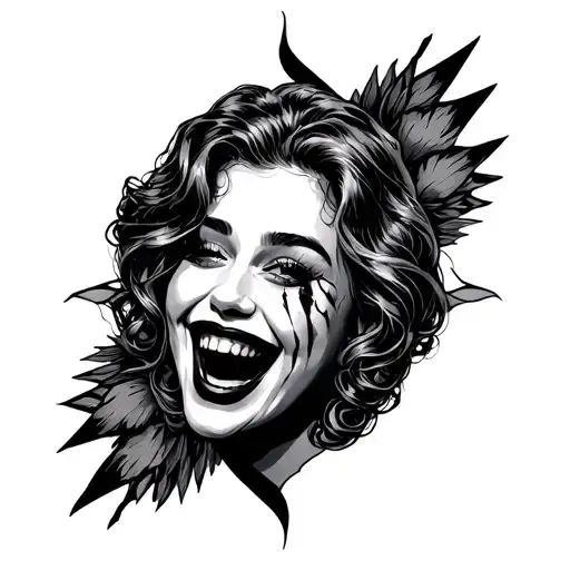 laugh now cry later black tattoo design idea