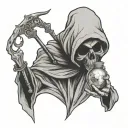 gin reaper holding world tattoo design idea