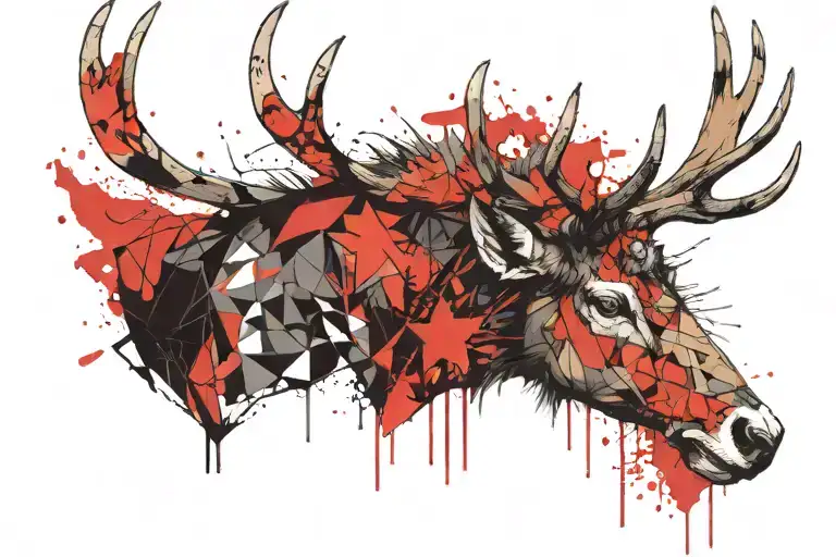 stag head tattoo design idea