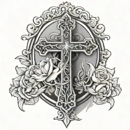 dad memorial cross tattoo design idea