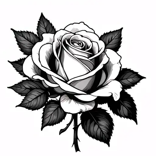rose in beginning of bloom, biceps, black and white, tattoo design idea