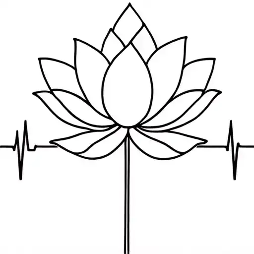 lotus flower and heartbeat line tattoo design idea