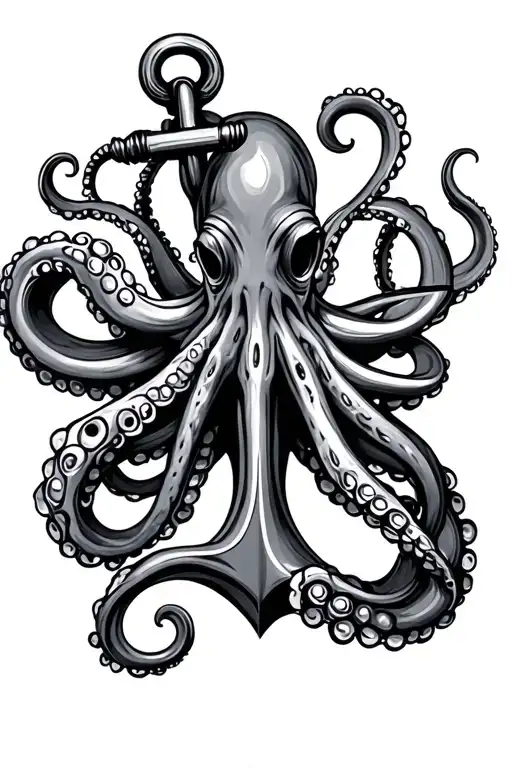 octopus anchor entwined tattoo design idea