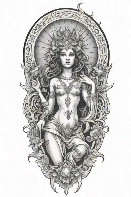 fortuna goddess sexy fit tattoo design idea