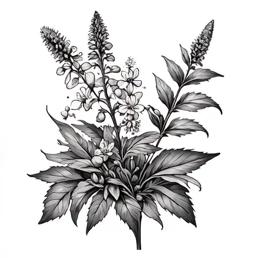 hyssop and mustard at mountain base tattoo design idea