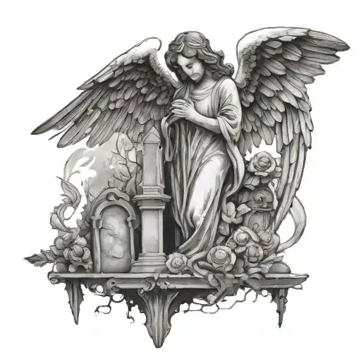 angel graveyard tattoo design idea