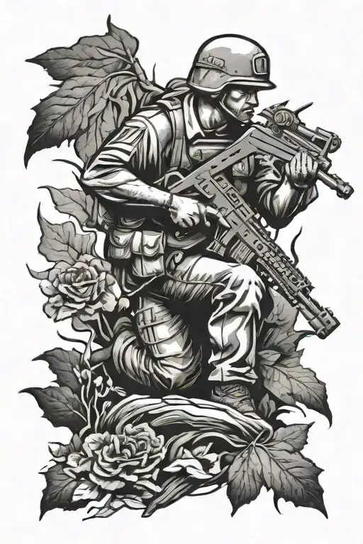 fallen soldier memorial tattoo design idea