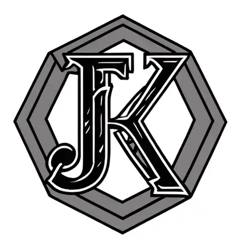 hexagon with letters F J K K letter tattoo design idea