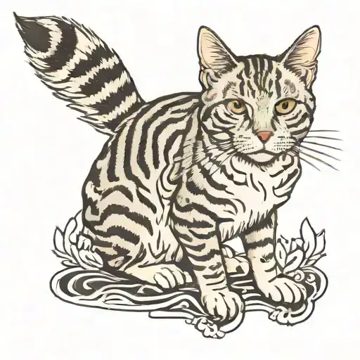 Mackerel tabby cat tattoo design idea