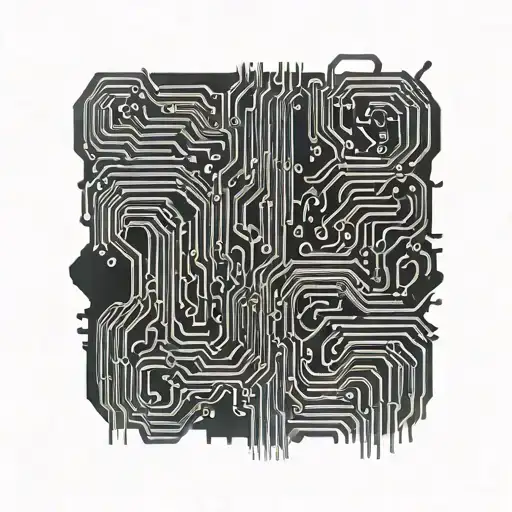 matrix code flowing with circuit board patterns tattoo design idea