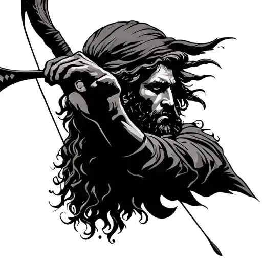 Odysseus bow and arrow tattoo design idea