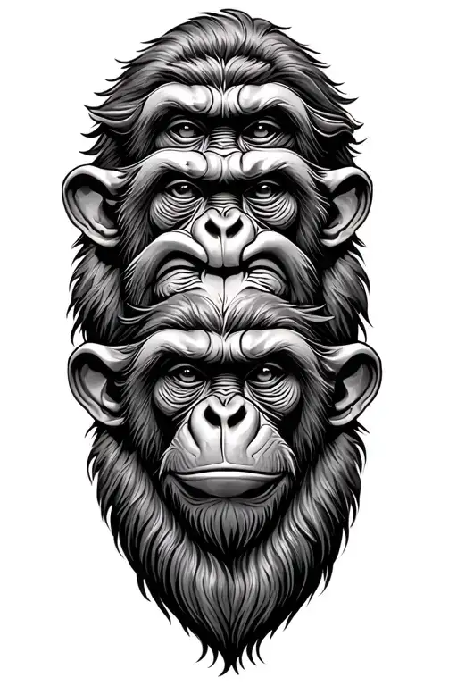 three wise monkeys tattoo design idea