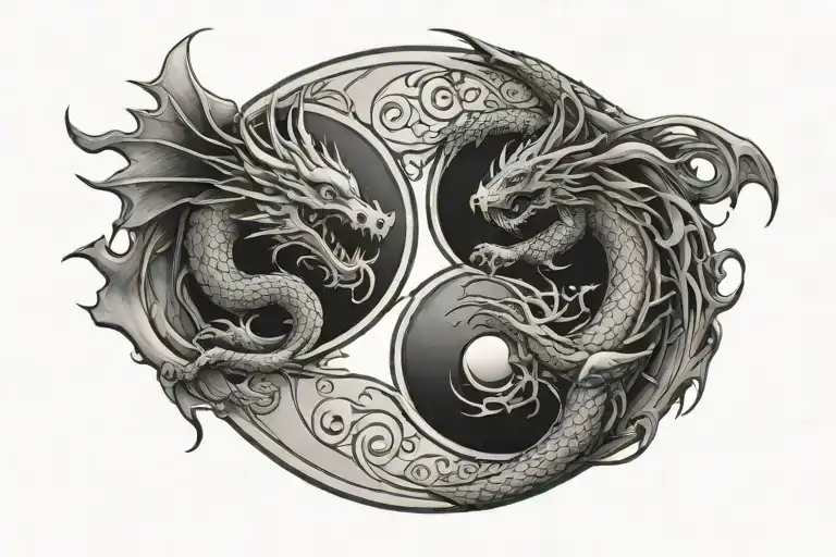 dragon and yin yang symbol tattoo design idea