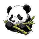 a panda eating bamboo tattoo design idea