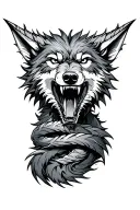 "Wolf roaring " dragon wrapping gray wolf tattoo design idea