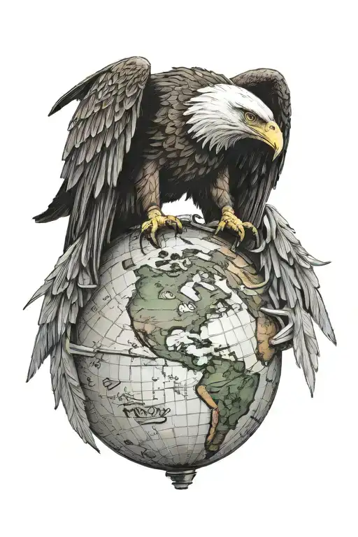 eagle on top of a globe made out of a skull tattoo design idea