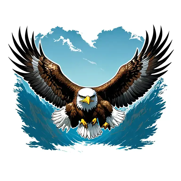 bald eagle soaring tattoo design idea
