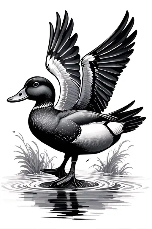duck flying tattoo design idea