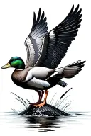 duck flying tattoo design idea