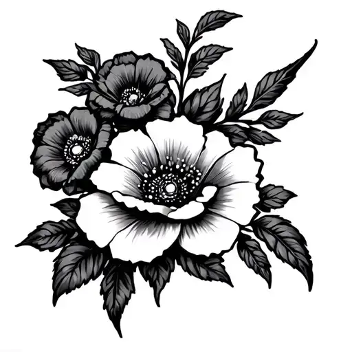 western, leather, flowers tattoo design idea