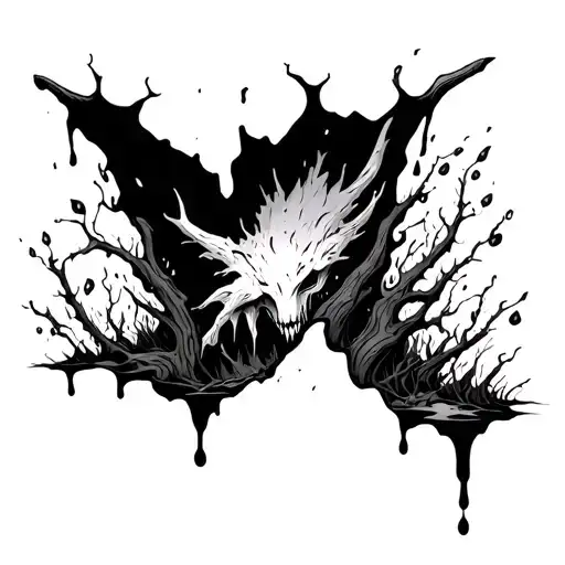 Aron with a crack where blood drips out and onto the ground.  vine grows out of the blood that was dripped to the geound tattoo design idea