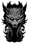 nine tailed fox yokai oni mask tattoo design idea