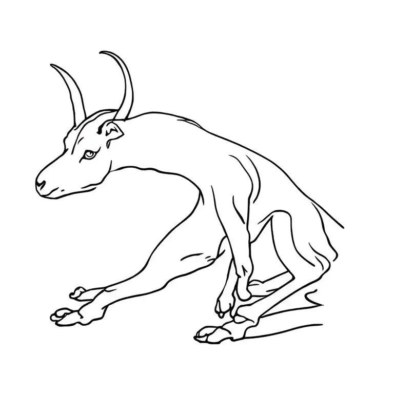 goat doing downward dog pose tattoo design idea