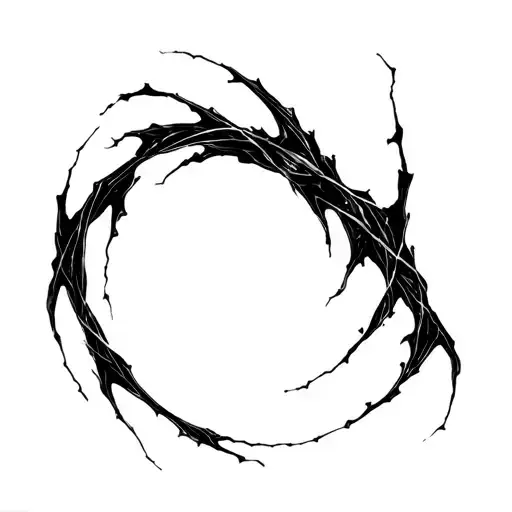 Sharp, abstract lines like tendons or energy cracks. Flowing, aggressive, irregular shape, no shading. tattoo design idea