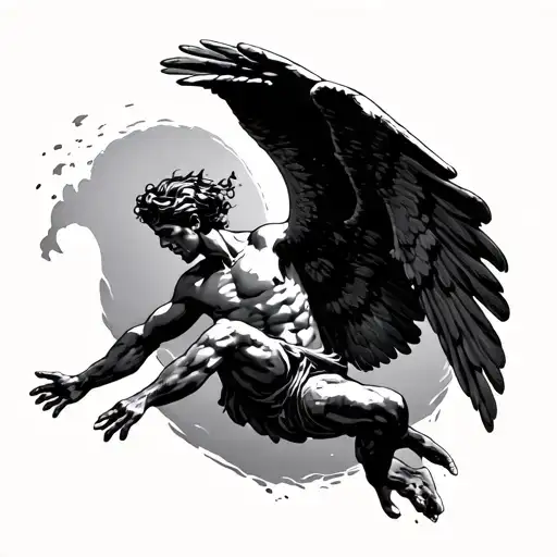 Icarus falling tattoo design idea