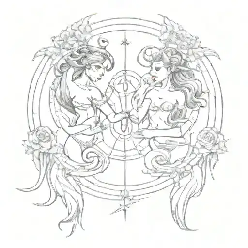 zodiac signs libra and scorpio tattoo design idea