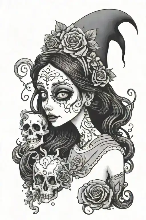 coraline, corpse bride tattoo design idea