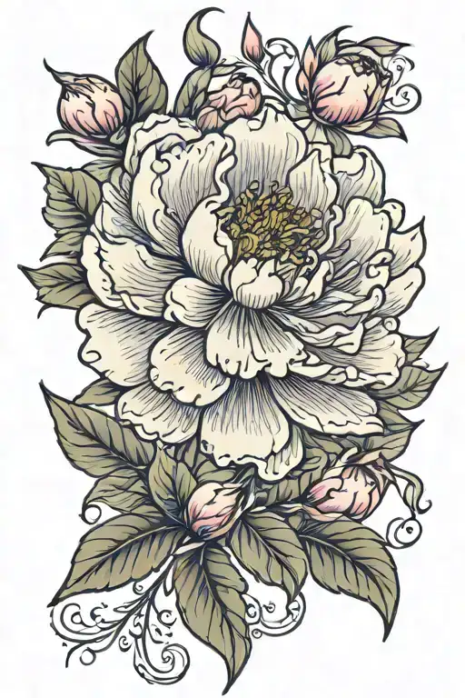 peony flower tattoo design idea
