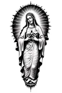 Our Lady of Guadalupe Watching Over Skeletons Singing, "You will never win against the crazy" tattoo design idea